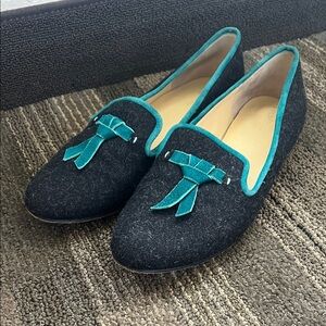 Cole Haan Sabrina Tassle Loafers Charcoal and Teal Sz 8